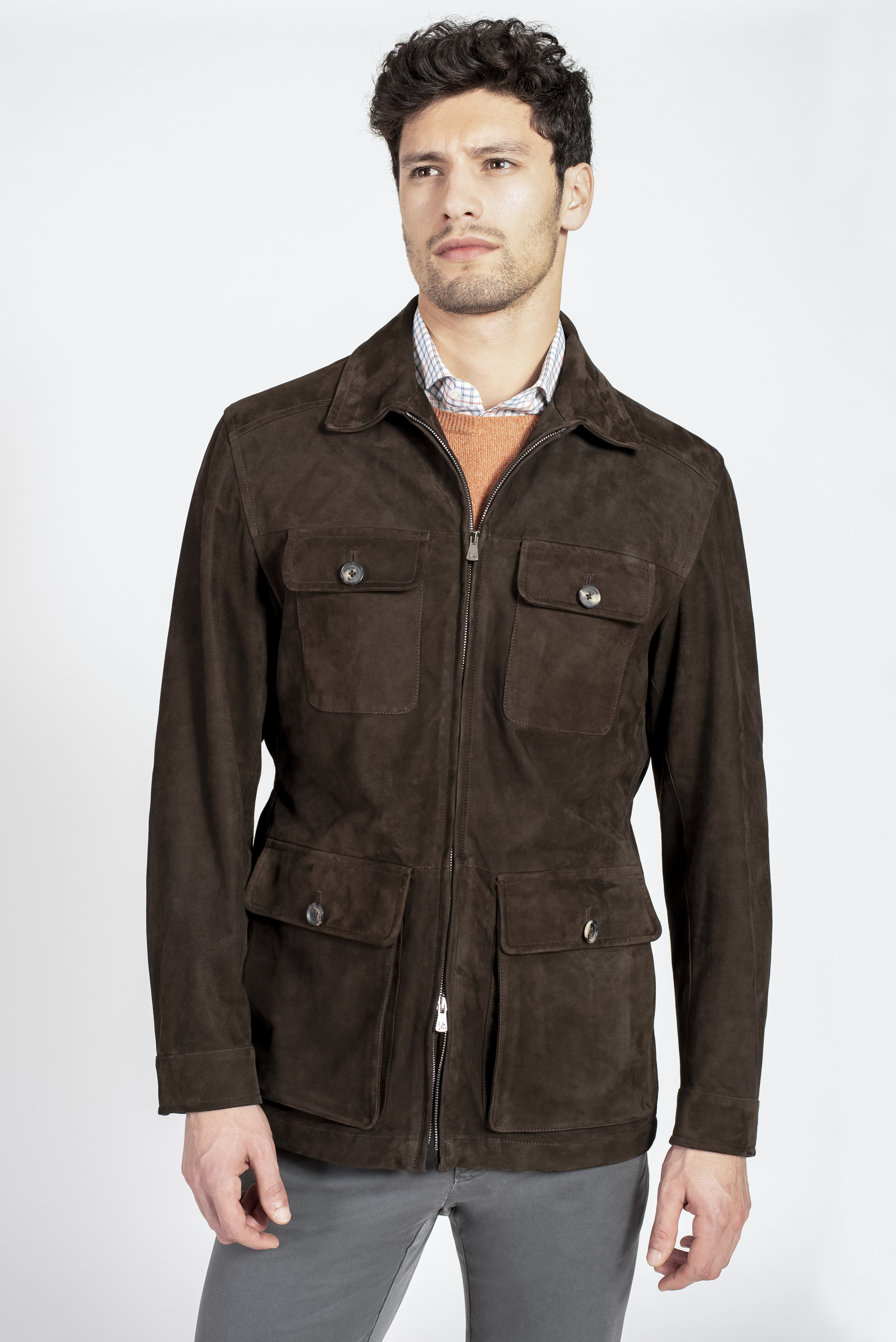 isaia leather jacket
